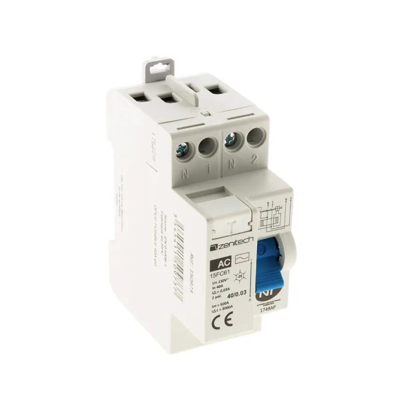 30mA differential switch, 40A amperage, screw type AC.