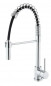 High sink mixer with spring and removable hand shower.