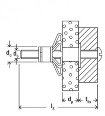 Spina a muro senza viti HM 5x65mm, 50 pezzi.