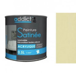 Peinture acrylique multi supports décoration intérieur, Ivoire satin, 0,5 litres.