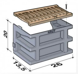 Englische Couette mit grauem Gitter, 20 cm hoch, 134 cm3.