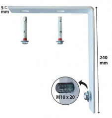 Console pour chauffe-eau plat sur plafond béton, pose verticale.