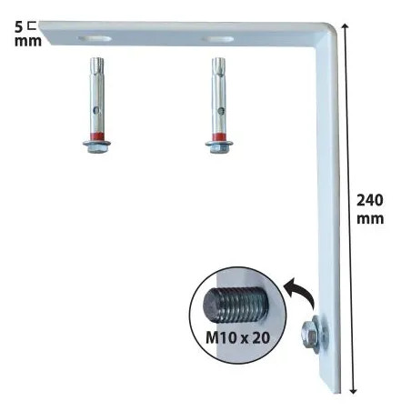 Console pour chauffe-eau plat sur plafond béton, pose verticale.