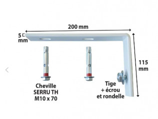 Console pour chauffe-eau plat sur plafond béton, pose horizontale.