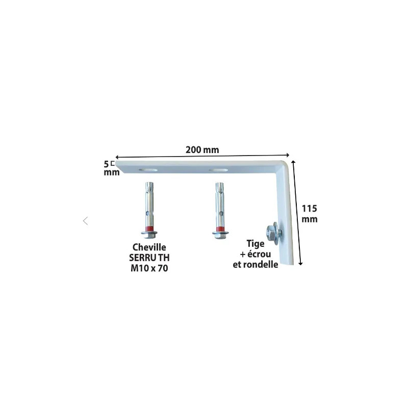 Console for flat water heater on concrete ceiling, horizontal installation.