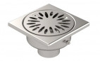 Stainless steel yard drain 100x100, outlet diameter 40mm.