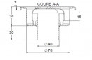 Siphon de cour en inox 100x100, diamètre de sortie 40mm.