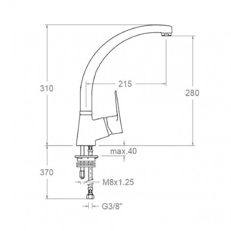 Spültischarmatur mit hohem, geformtem Auslauf, schwenkbar Titanium, verchromt