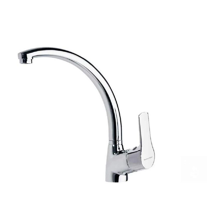 Single-lever sink mixer with swivel molded spout Titanium, chrome