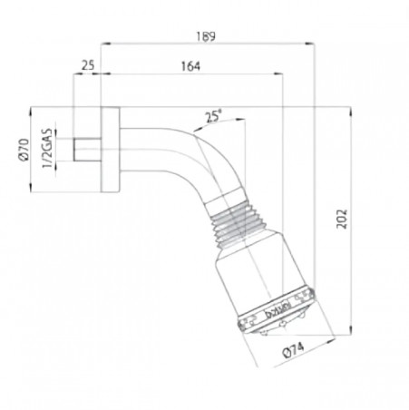 3-spray anti-limestone articulated shower arm for LIO GIO concealed mixer