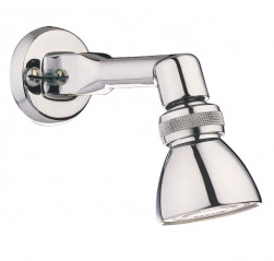 Pomme de douche orientable sur bras de douche en applique.