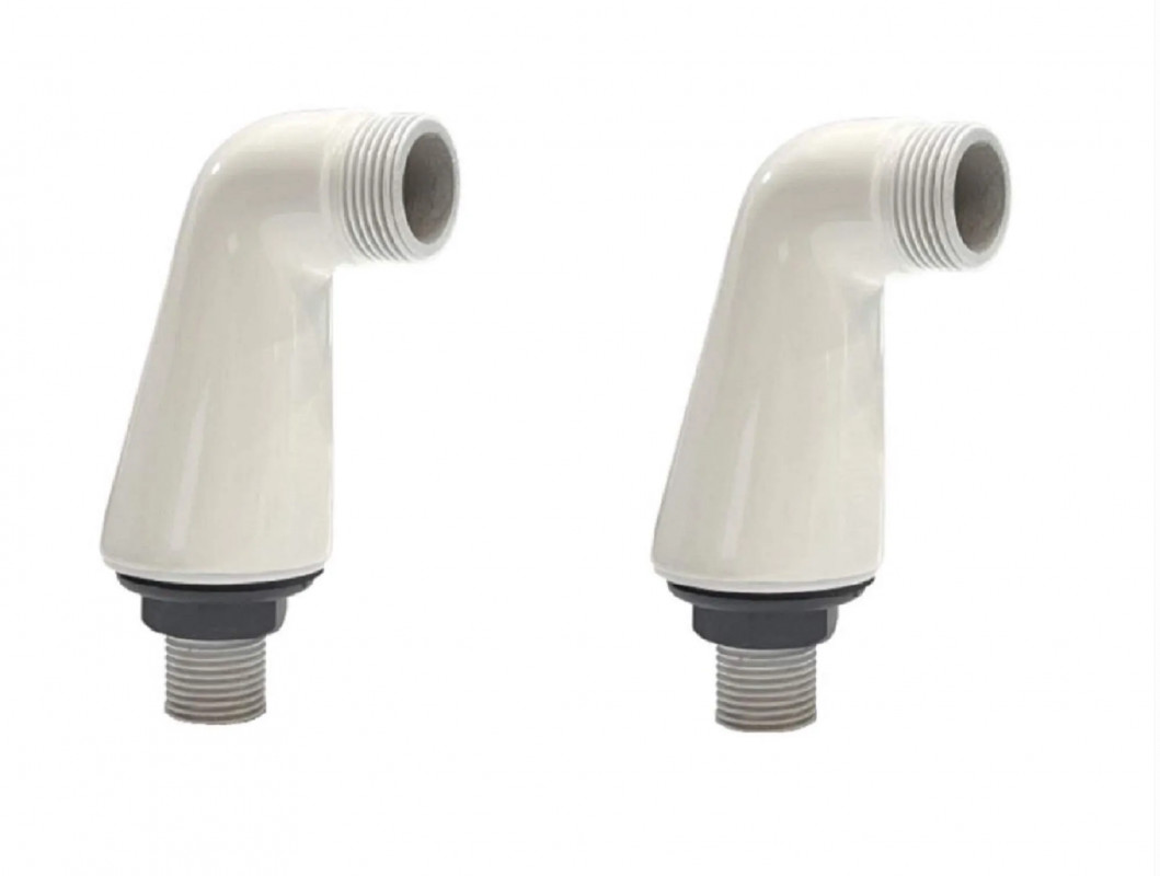 Double male luxury groove fitting M15x21/M20x27, white epoxy (pair)