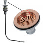 Pull cord in satin-finish PVD copper, with 700mm cable for automatic sink strainer