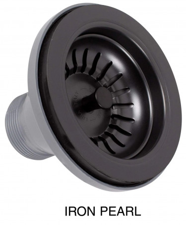 Automatic sink drain with 90 mm hole, round overflow, push button, color black IRON PEARL