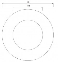 Junta del mecanismo de descarga del WC Wisa 800, diámetro 85 x 49,5 mm