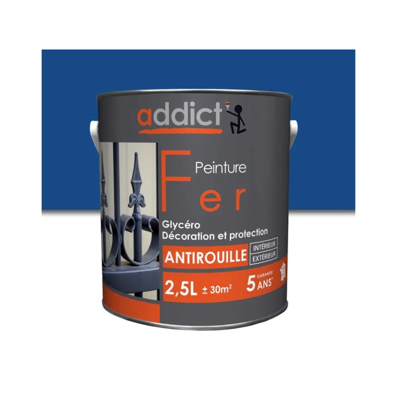 Peinture fer glycéro antirouille, marine, 0,5 litre intérieur et extérieur.