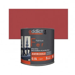 Peinture fer glycéro antirouille, rouge vif, 0,5 litre intérieur et extérieur.