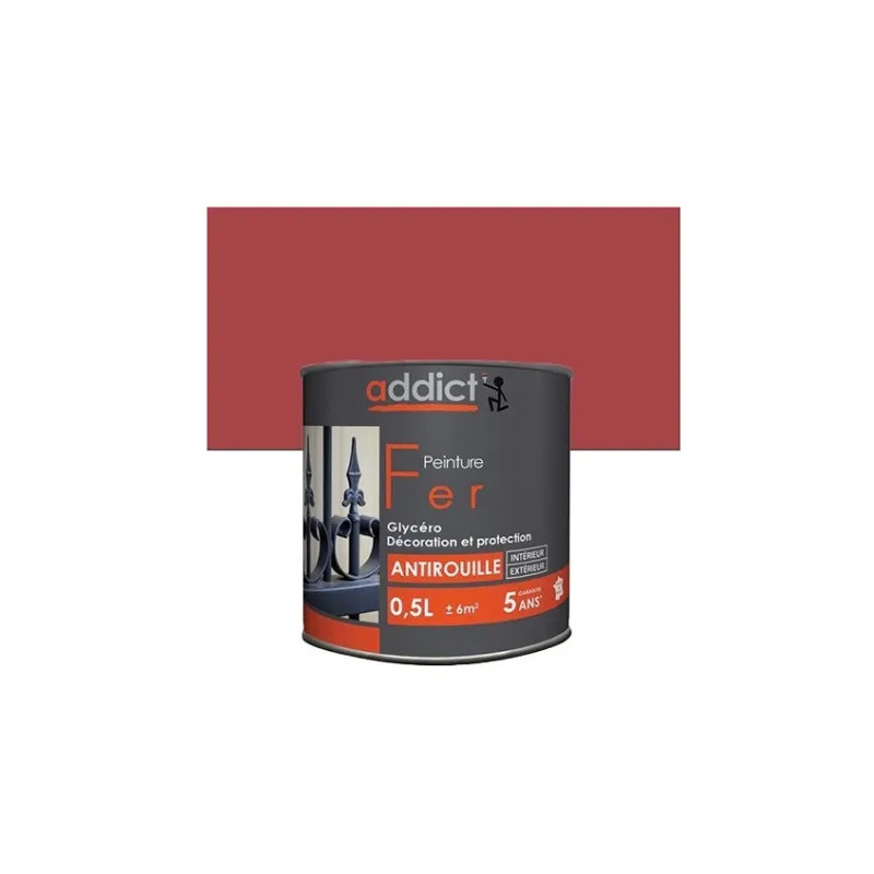 Rustproof iron paint, bright red, 0.5-liter, interior and exterior.