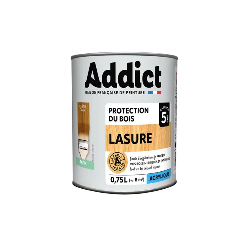 Lasure bois acrylique 0.75L, chêne clair.