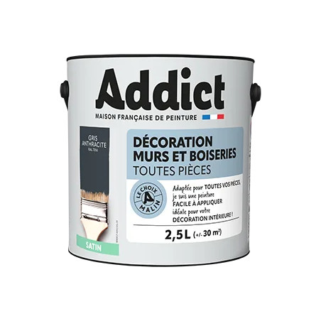 Pintura acrílica antracita satinada para paredes y carpintería 2.5L.