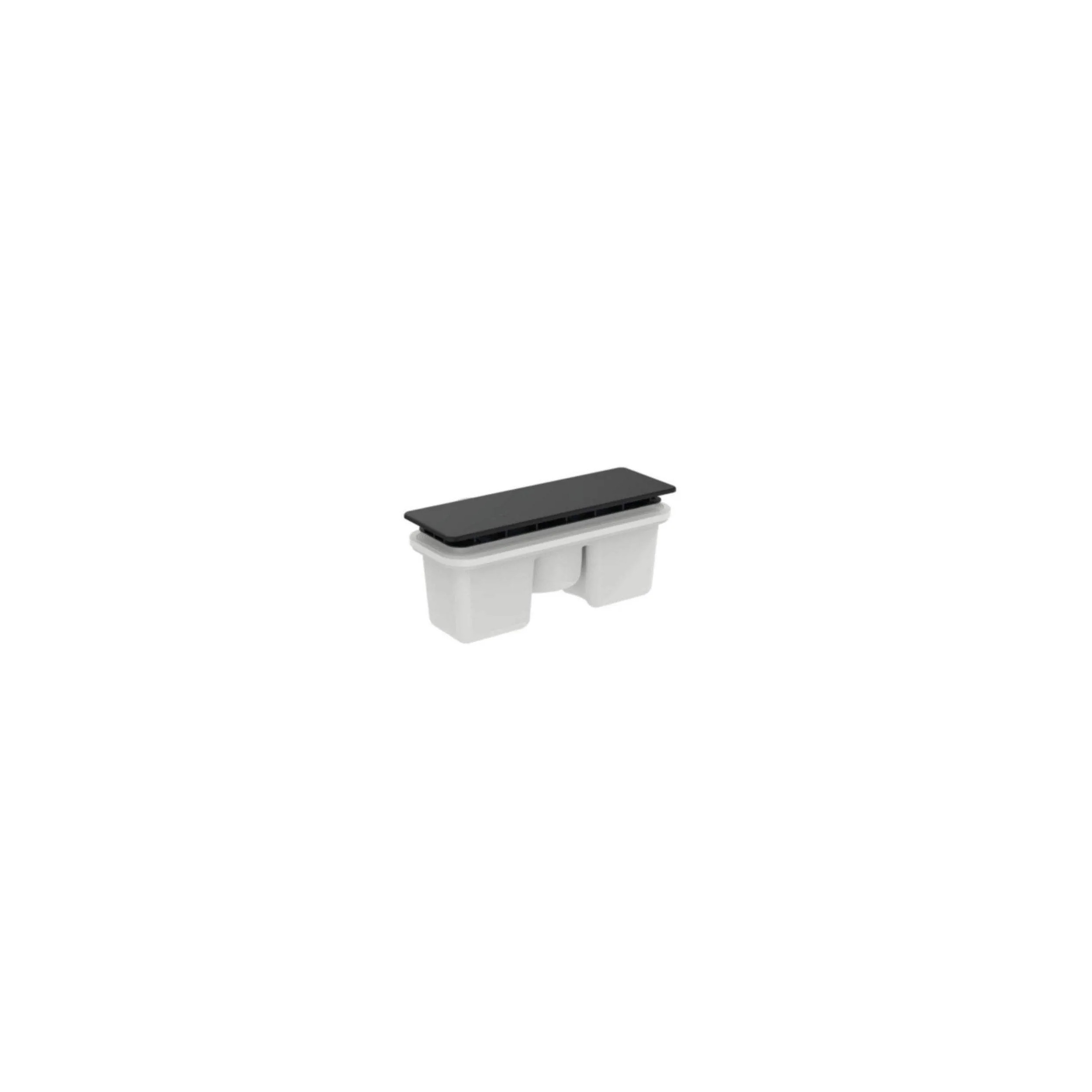 Bonde de douche rectangulaire ULTRAFLAT NEW avec cache-bonde noir mat 19,5 x 5 cm