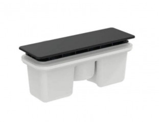 Bonde de douche rectangulaire ULTRAFLAT NEW avec cache-bonde noir mat 19,5 x 5 cm