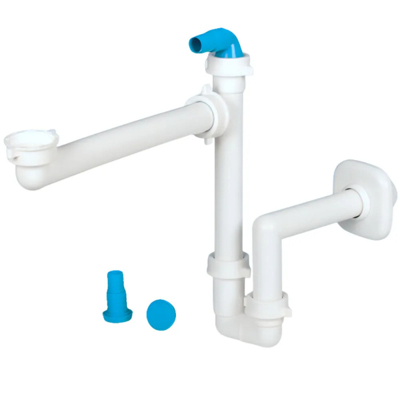 Washbasin drain, space-saving siphon with washing machine connection, 32 mm