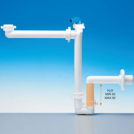 Vidage lavabo, siphon gain de place avec prise machine à laver, 32 mm