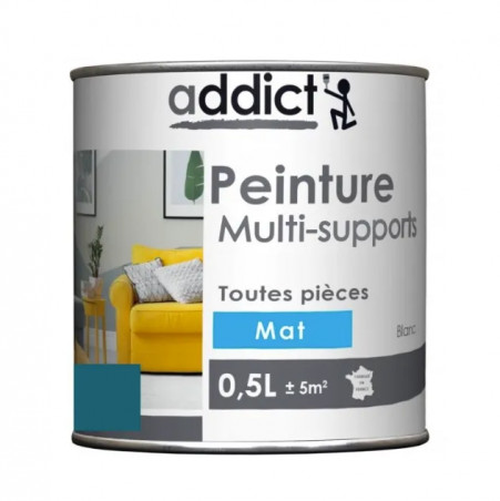 Peinture acrylique multi supports, Bleu pétrole mat, 0,5 litre.