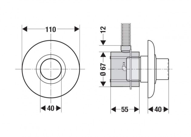 Pulsador para cisternas de WC neumáticas AP164 PNEUMATIC y 198 PNEU, blanco