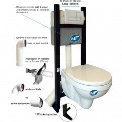 Evo freestanding support frame pack with suspended bowl, flap and control unit, NF