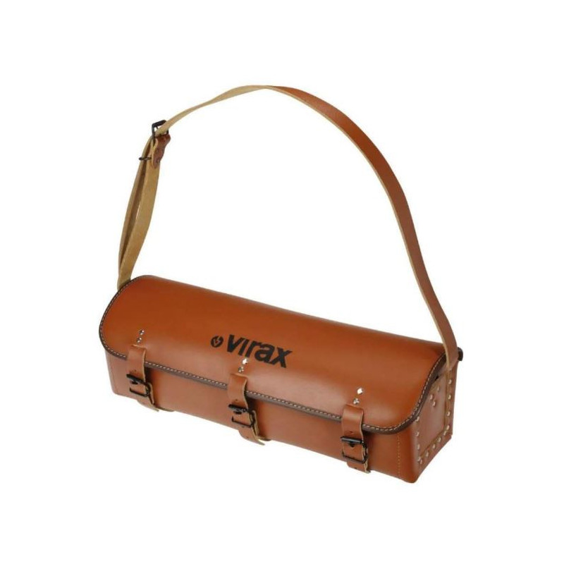 Leather plumber's tool bag with shoulder strap, 530 x 180 x 170 mm