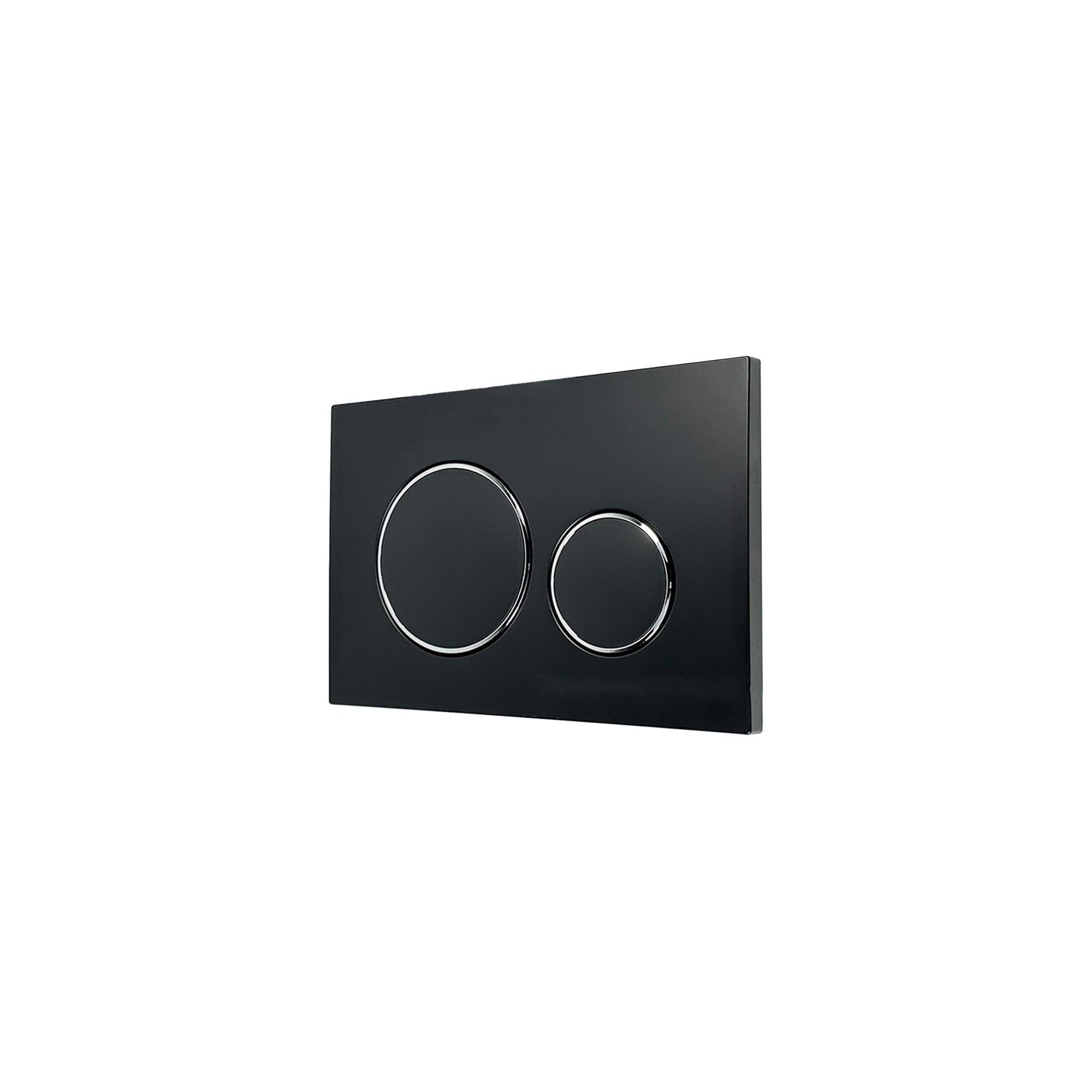 GEBERIT Sigma 20 two-touch release plate, matt black, glossy chrome.