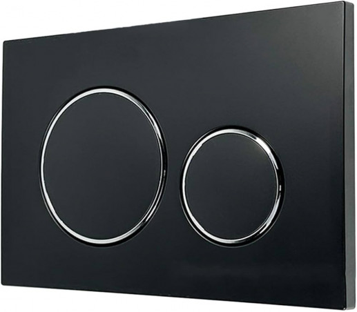 GEBERIT Sigma 20 two-touch release plate, matt black, glossy chrome.