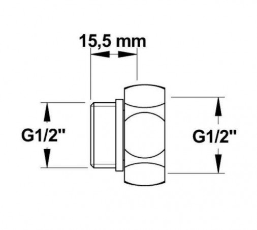 M1/2" (15x21) / F1/2" (15x21) female captive nut fitting, 2 pieces