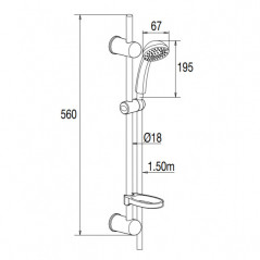 Ensemble de douche Cobra avec douchette 1 jet, barre et flexible, porte-savon, chromé