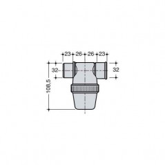 Horizontal bottle siphon PVC diameter 32 mm