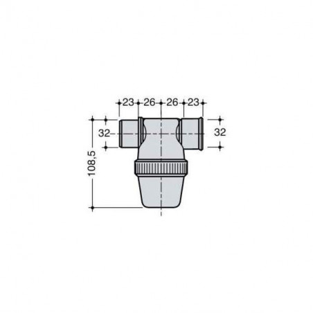 Horizontaler Flaschensiphon PVC Durchmesser 32 mm