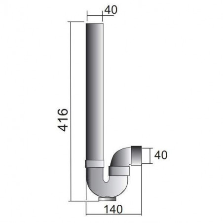 Einfacher waagerechter PVC-Siphon für Waschmaschinen