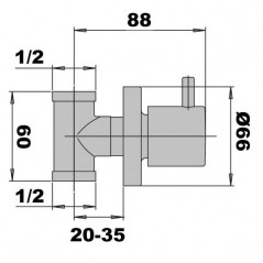 Sonic wall-mounted basin stop valve, ceramic head