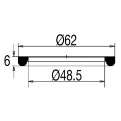 Joint caouthouc pour bonde lavabo et bidet diamètre 62 mm