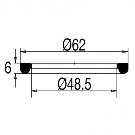 Joint caouthouc pour bonde lavabo et bidet diamètre 62 mm