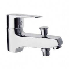 Titanium single-hole bath and shower mixer