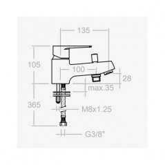 Titanium single-hole bath and shower mixer