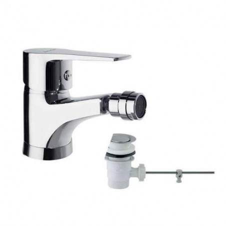 Titanium bidet mixer with ABS pop-up waste