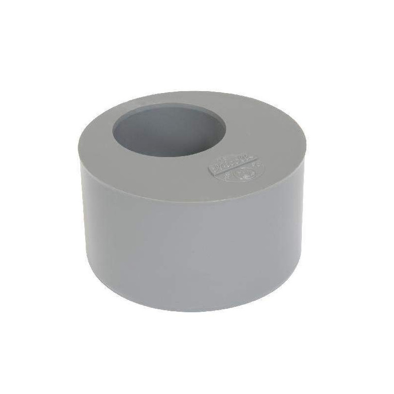 Built-in reduction plug PVC male 100 mm, female 50 mm.