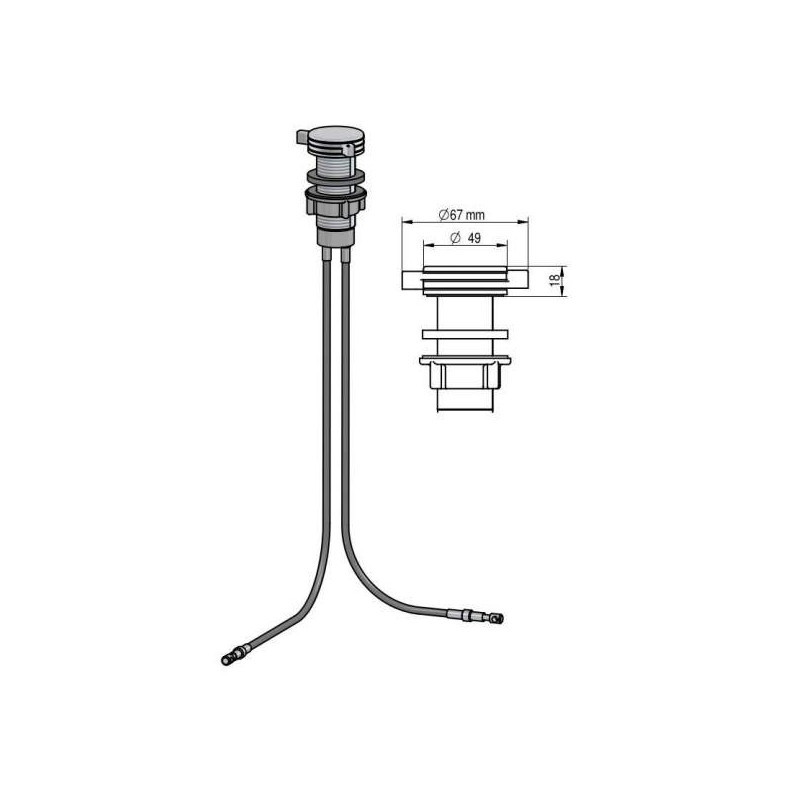 Chrome-plated brass pull cord for Rotologic2 bungs