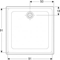 Receveur Renova 100x100 ultra plat à encastrer, antigliss