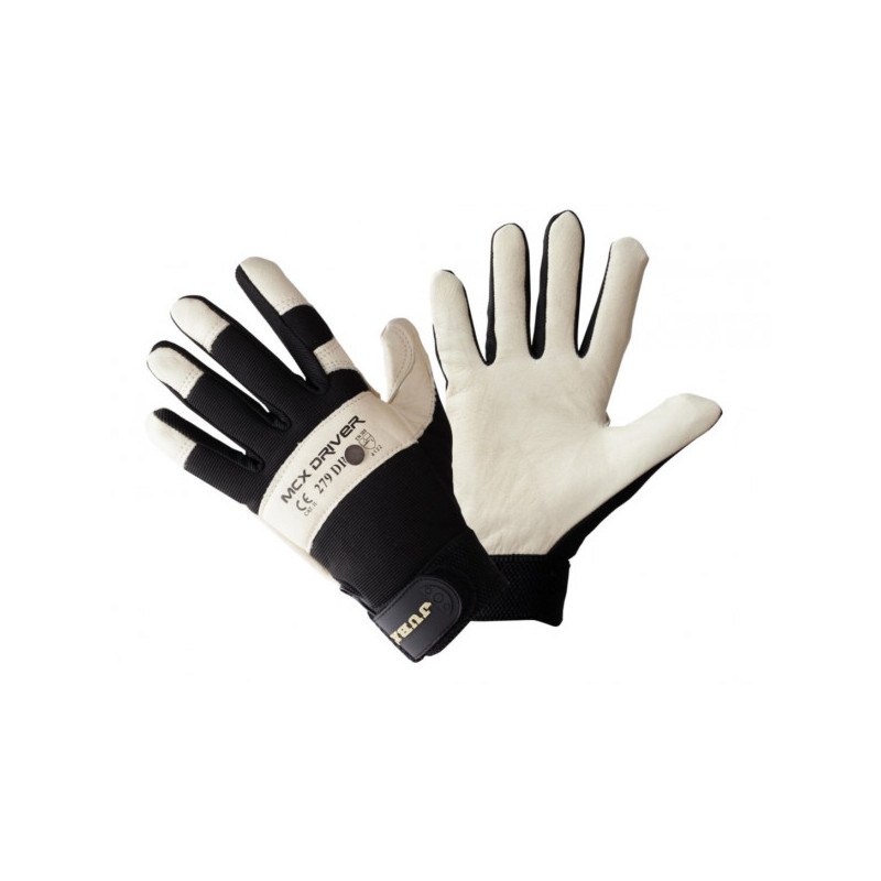 Textile leather glove, size 9, for general work and power tools