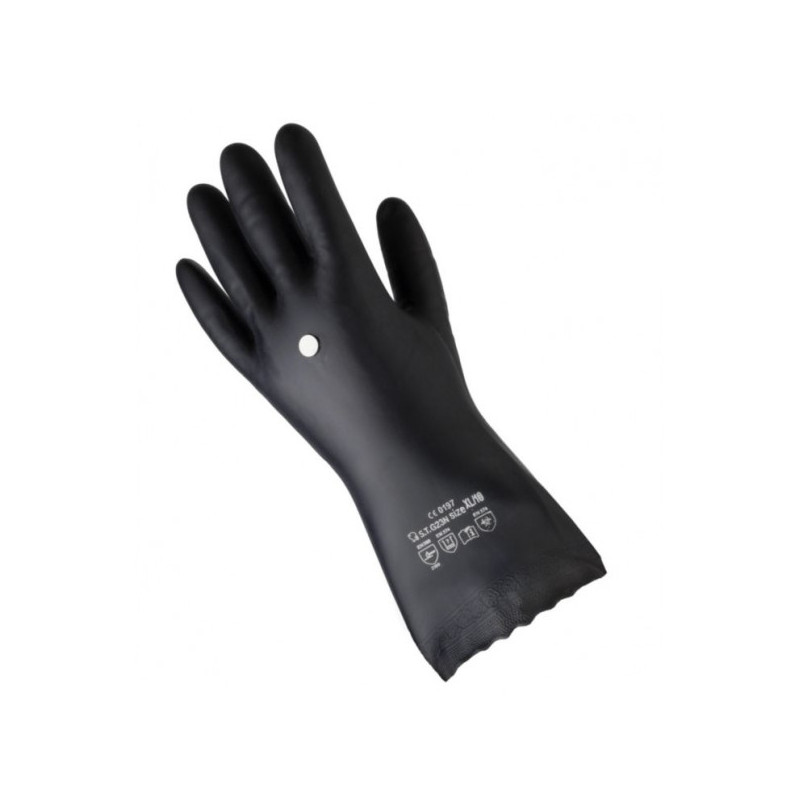 Black PVC glove for precision work, solvents and fuel oil, size 10